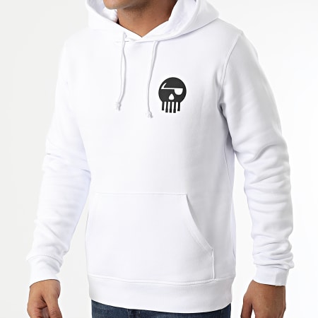 Piraterie Music - Sweat Capuche Logo Chest And Back Blanc Noir