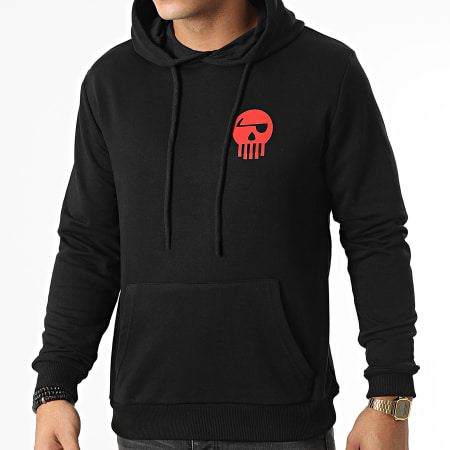 Piraterie Music - Sweat Capuche Logo Chest And Back Noir Rouge