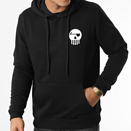 Piraterie Music - Sweat Capuche Logo Chest And Back Noir Blanc