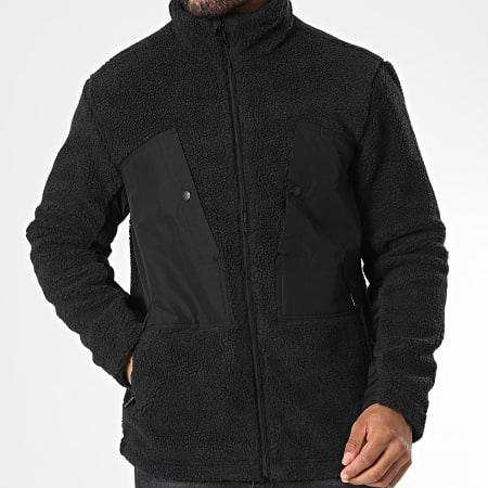 Only And Sons - Giacca con zip in sherpa nero di Villads