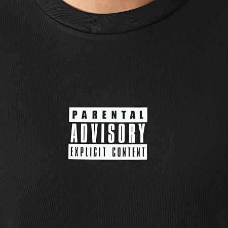 Parental Advisory - Tee Shirt Oversize Large Front Logo Noir Blanc