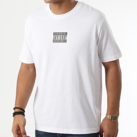 Parental Advisory - Tee Shirt Oversize Large Front Logo Blanc Noir