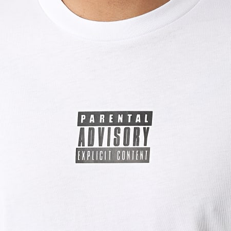 Parental Advisory - Tee Shirt Oversize Large Front Logo Blanc Noir
