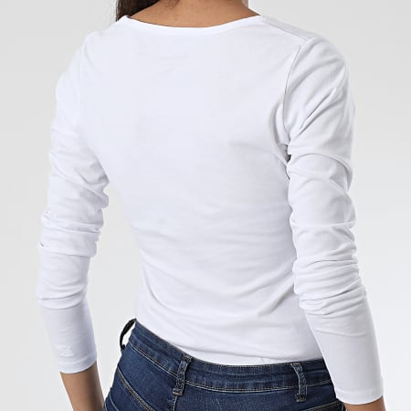 Pepe Jeans - Tee Shirt Manches Longues Col V Femme Corine Blanc