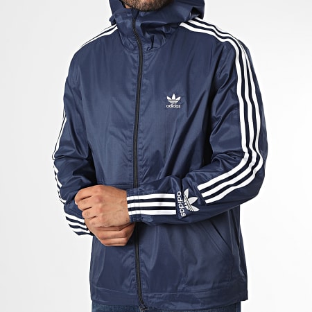 Adidas Originals - Lock Up Giacca con cappuccio e zip a righe HL2195 Blu navy