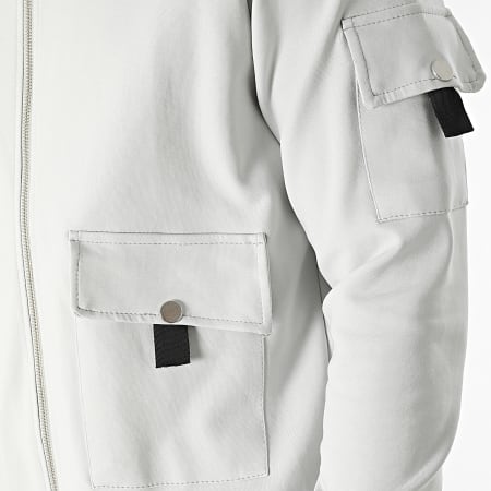 Ikao - LL717 Conjunto de chaqueta con cremallera y pantalón de chándal gris claro