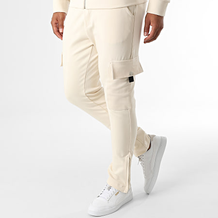 Ikao - LL717 Set giacca con zip e pantaloni da jogging beige