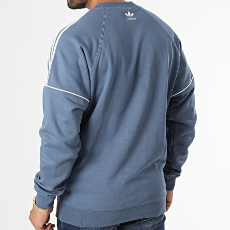 Adidas Originals - Essential HK7345 Sudadera azul claro de cuello redondo con rayas