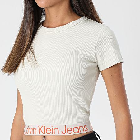 Calvin Klein - Tee Shirt Crop Femme 9893 Beige