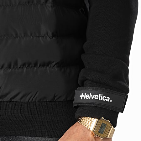 Helvetica - Melton Giacca nera con cappuccio e collo a zip