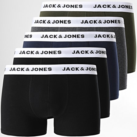 Jack And Jones - Lot De 5 Boxers 12214455 Noir Bleu Marine Vert Kaki