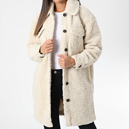 manteau sherpa femme beige