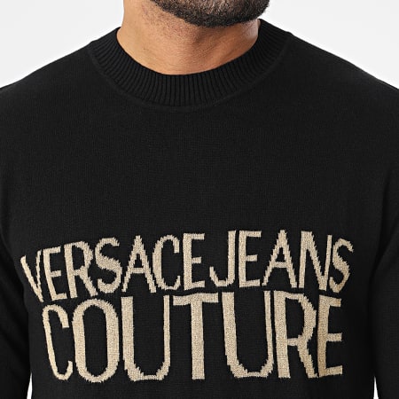 Versace Jeans Couture - Pull Logo 73GAFM01 Noir Doré