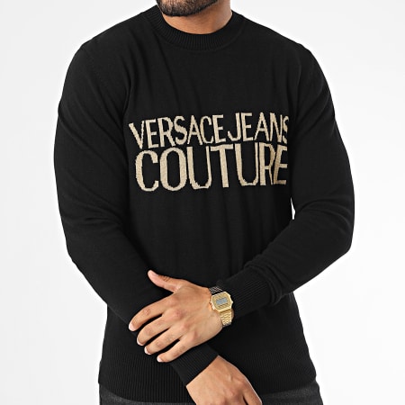 Versace Jeans Couture - Pull Logo 73GAFM01 Noir Doré