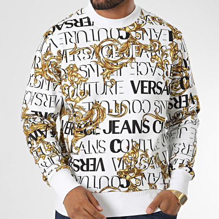 Versace Jeans Couture - Felpa con stampa logo barocco 73GAI3R0 Rinascimento Bianco