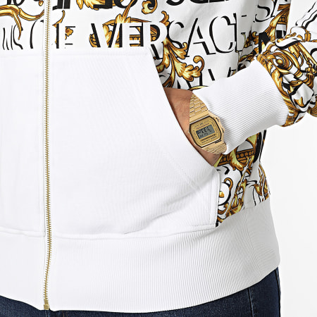 Versace Jeans Couture - Sweat Zippé Capuche Contrast Logo 73GAI3Z0 Blanc Renaissance Floral