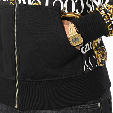 Versace Jeans Couture - Sudadera con capucha y cremallera y logotipo en contraste 73GAI3Z0 Negro Renaissance