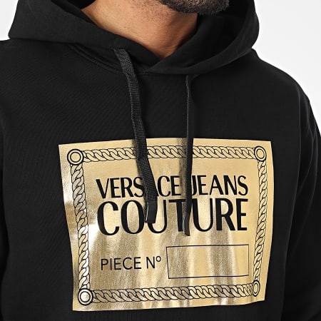 Versace Jeans Couture - Felpa con cappuccio Text Foil 73GAI3Z0 Nero Oro
