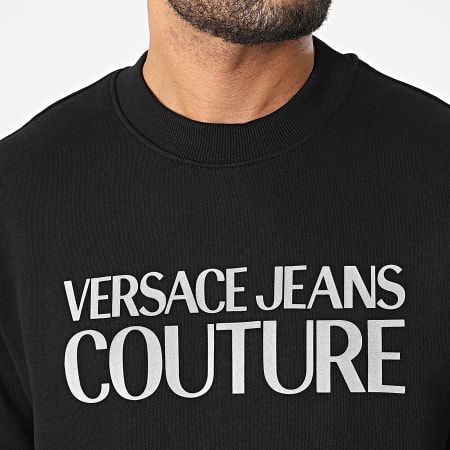 Versace Jeans Couture - Felpa girocollo con logo in lamina spessa 73GAIT01 Nero Riflettente