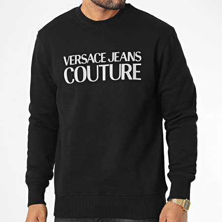Versace Jeans Couture - Sweat Crewneck Logo Thick Foil 73GAIT01 Noir Réfléchissant