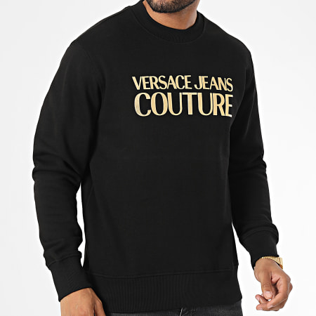Versace Jeans Couture - Thick Foil Logo Crewneck Sudadera 73GAIT01 Negro Oro