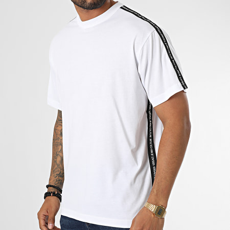 Versace Jeans Couture - Tee Shirt A Bandes Mix Logo Tape 73GAH6R4 Blanc