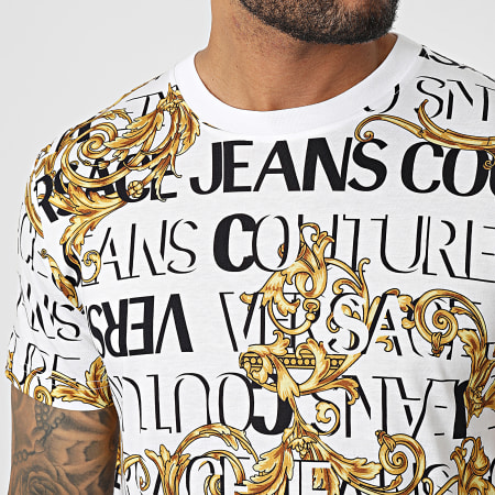 Versace Jeans Couture - Tee Shirt Print Logo Baroque 73GAH6S0 Blanc Renaissance