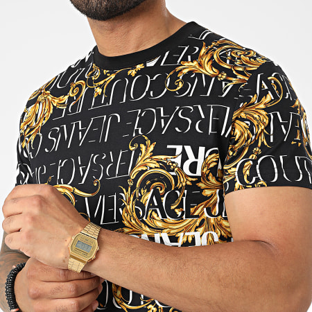 Versace Jeans Couture - Maglietta con stampa logo barocco 73GAH6S0 Nero Rinascimento