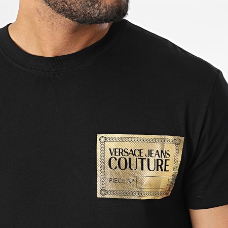 Versace Jeans Couture - Tee Shirt Texture Foil 73GAHG02 Noir Doré