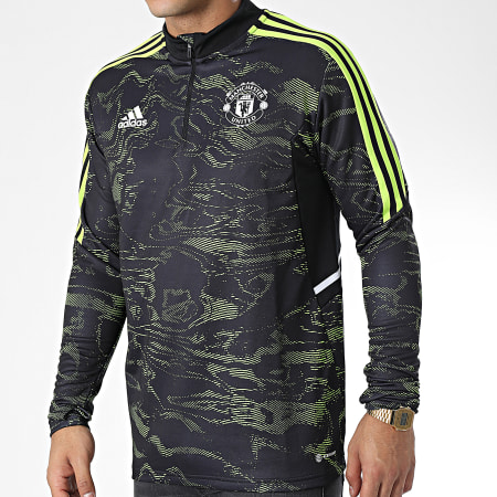 Adidas Sportswear - Maglietta Manchester United a maniche lunghe a righe HE6686 Nero Verde