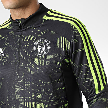 Adidas Sportswear - Maglietta Manchester United a maniche lunghe a righe HE6686 Nero Verde