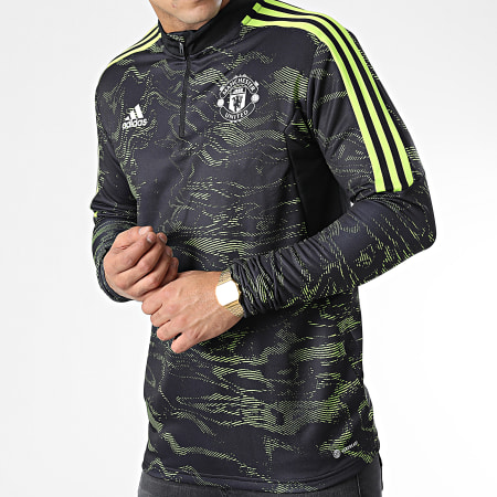Adidas Sportswear - Tee Shirt Manches Longues A Bandes Manchester United HE6686 Noir Vert