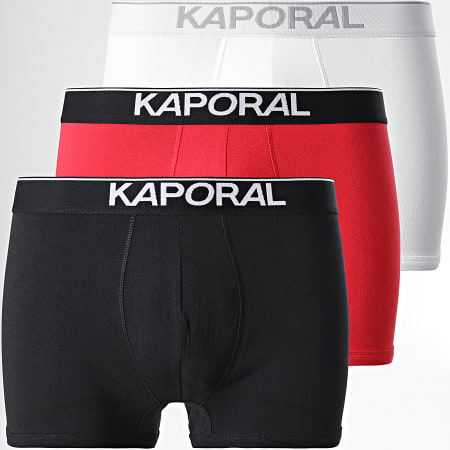 Kaporal - Set di 3 boxer neri, rossi, bianchi e quadrati
