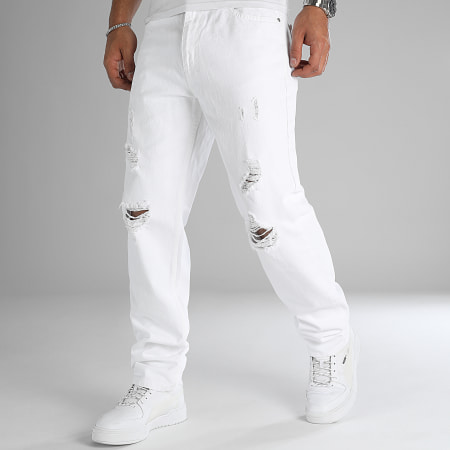 LBO - Jeans dal taglio rilassato con strappi 2778 Denim bianco