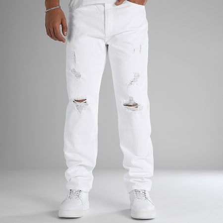 LBO - Jeans dal taglio rilassato con strappi 2778 Denim bianco