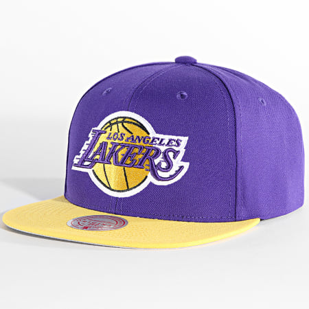 Mitchell and Ness - Los Angeles Lakers Gorra Core Basic Snapback Violeta Amarillo