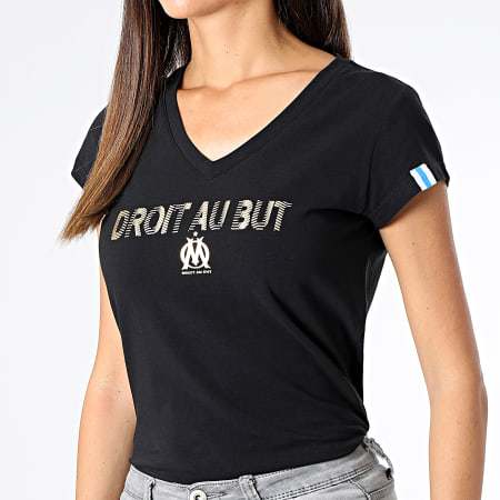 OM - Tee Shirt Femme Col V Noir