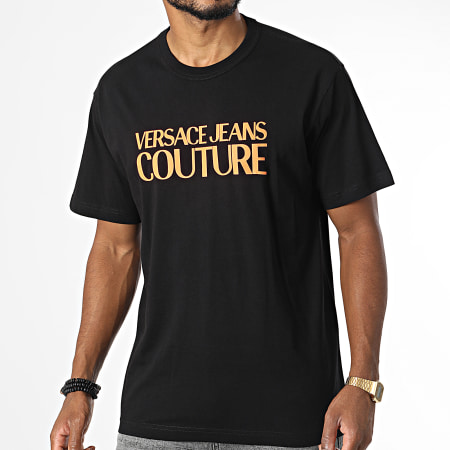 Versace Jeans Couture - Camiseta Logo Fluo 73GAHT03 Negro