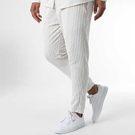 Frilivin - Traje de pantalón y camisa de manga larga FL042 Blanco