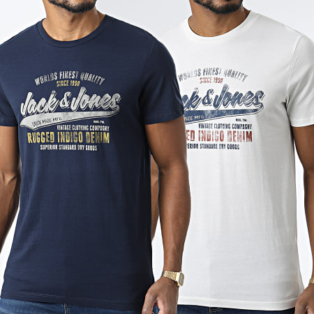 Jack And Jones - Lote de 2 Camisetas Booster Azul Marino Blanco