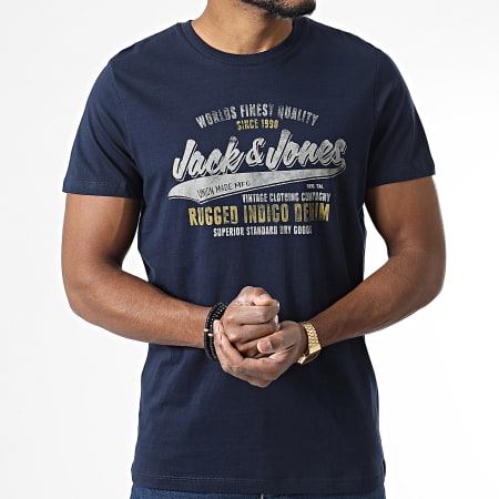 Jack And Jones - Lot De 2 Tee Shirts Booster Bleu Marine Blanc