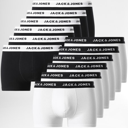 Jack And Jones - Lote de 12 bóxers Huey Blanco Negro