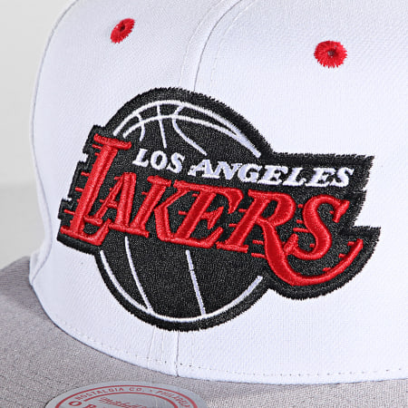 Mitchell and Ness - Cappello Snapback Los Angeles Lakers Bianco Grigio Collezione Tre