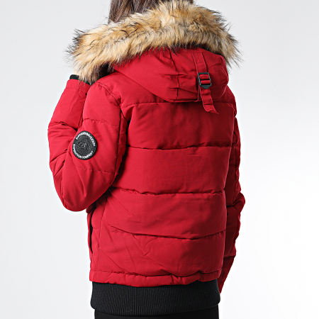 Superdry - Abrigo de mujer con capucha de piel W5010995A Rojo