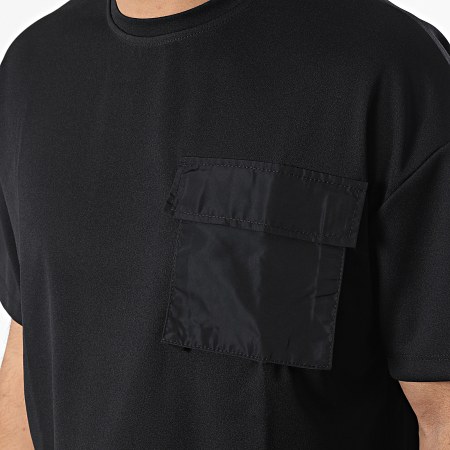 Frilivin - Oversize Camiseta Bolsillo Grande 16020 Negro
