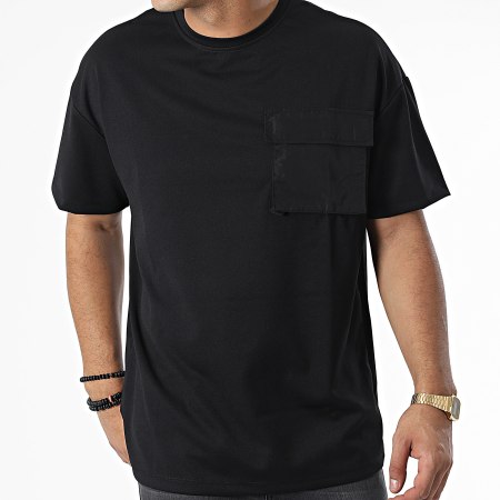 Frilivin - Oversize Camiseta Bolsillo Grande 16020 Negro