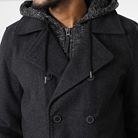 Indicode Jeans - Manteau Capuche 15-018AW Gris Anthracite