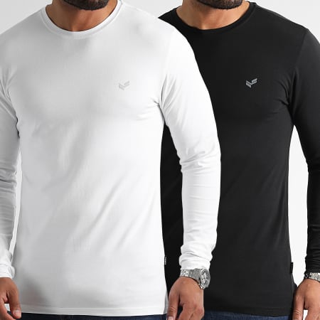 Kaporal - Lot De 2 Tee Shirts Manches Longues Vift Blanc Noir