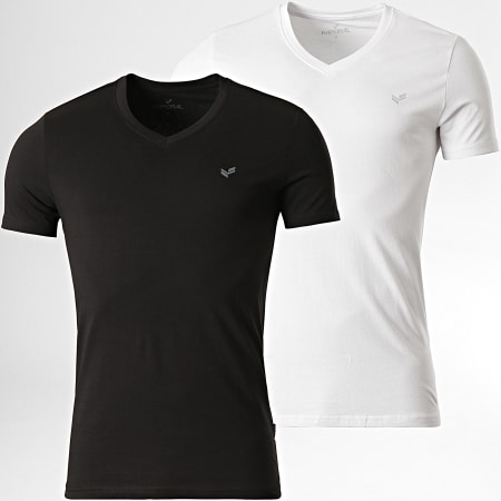 Kaporal - Set di 2 magliette regalo con scollo a V, bianco e nero