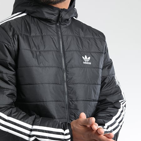 Adidas Originals - Abrigo con capucha y rayas HL9211 Negro